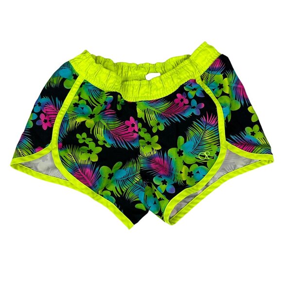 Girls' OP Neon Floral Athletic Shorts Size M (7-8) 100% Polyester - Picture 1 of 5